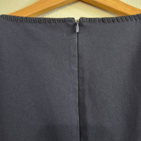 Theory Women's Sleeveless Lined Sheath Dress Navy Edge Trim Size 6 Knee Length - Picture 8 of 15